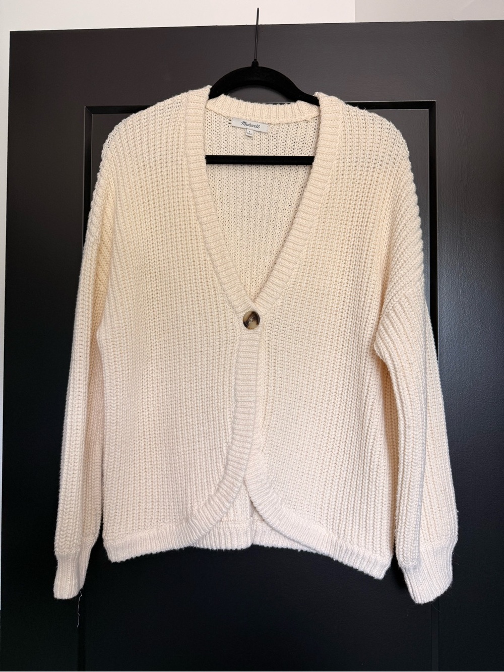 Madewell Cream Chunky V-Neck Button Cardigan